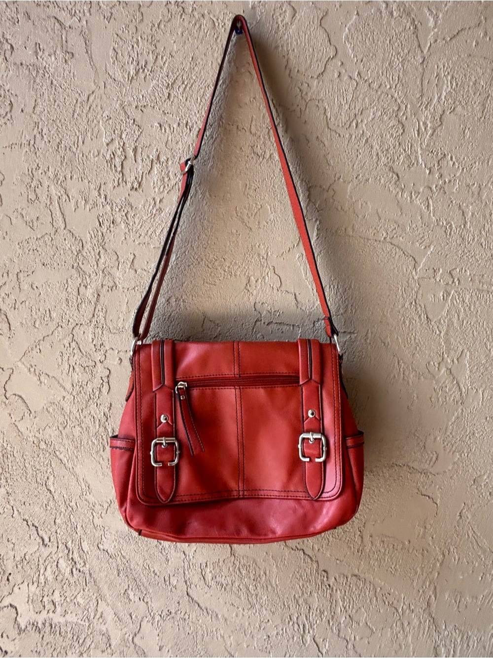 Relic brand Orange/red Leather Crossbody Shoulder Bag - Women's Everyday Satchel